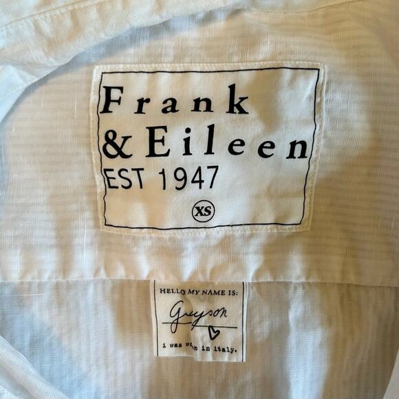 Frank & Eileen The Grayson white button up shirt white tonal stripe sz xs - Picture 8 of 8